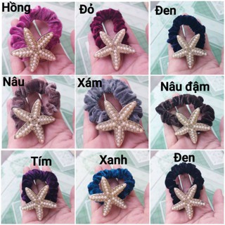 Cột tóc vải nhung đính ngôi sao (Ảnh thật)