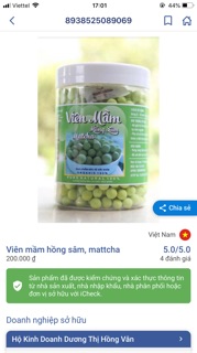 Viên mầm hồng sâm matcha