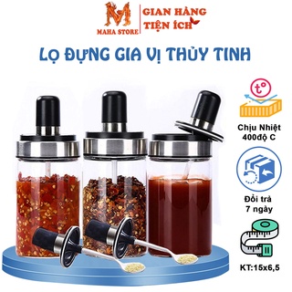 Lọ đựng gia vị -Hũ đựng gia vị - thủy tinh kèm muỗng cao cấp tiện dụng