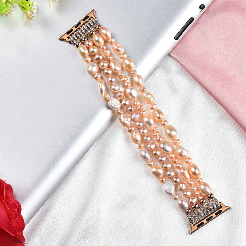 Dây Đeo Tay Đính Hạt Ngọc Trai Nhiều Màu Kích Thước 42mm 44mm 40mm 38mm Cho Iwatch Series Se / 6 / 5 / 4 / 3 / 2 / 1