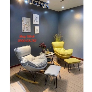 Ghế sofa bập bênh thư giãn nguyên bộ gồm đôn cao cấp - ghế bập bênh đọc sách thư giãn