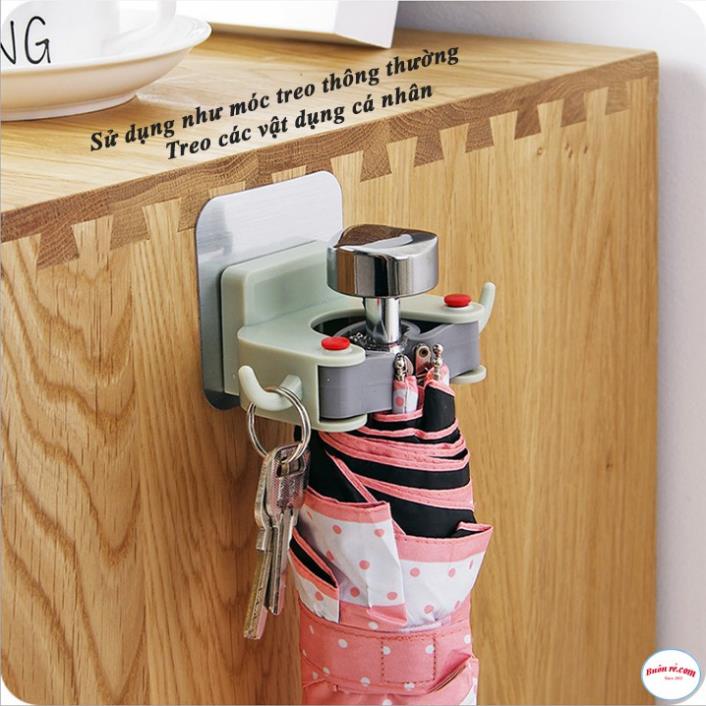Móc gài chổi lau nhà dính tường chắc chắn có móc treo khăn 2 bên