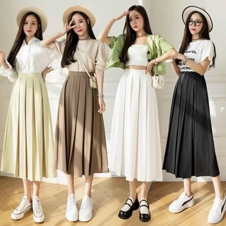 Chân váy MIDI xếp ly chun sau
