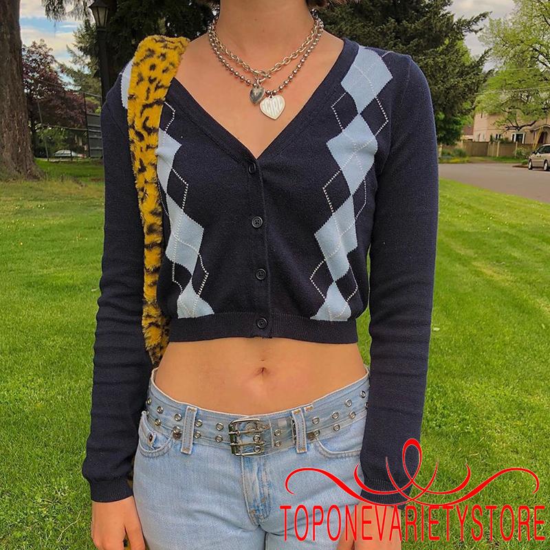 Áo cardigan dệt kim tay dài cổ chữ V họa tiết sọc trẻ trung cho nữ | BigBuy360 - bigbuy360.vn