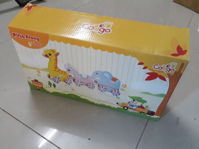 Đồ  chơi gỗ : Bộ xe kéo 3 con thú gỗ