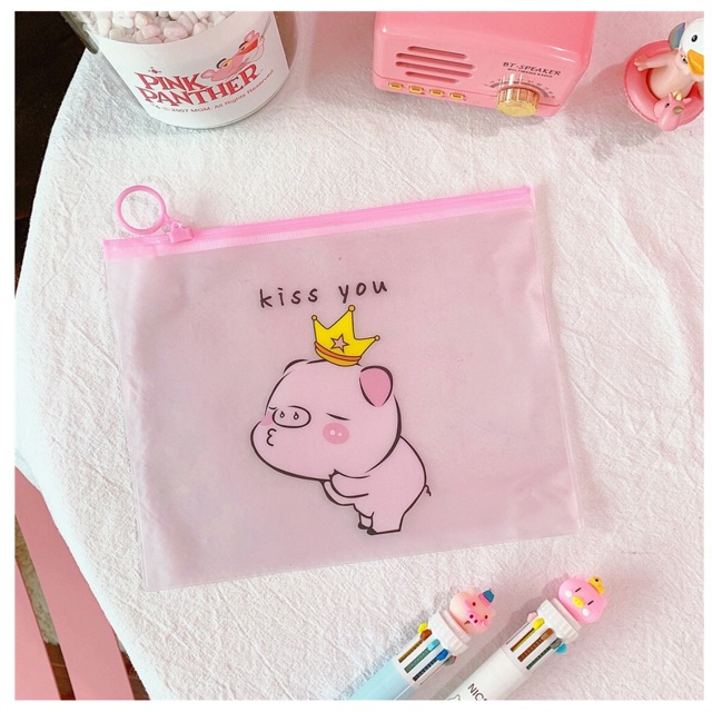 Túi đựng bút hình heo hồng dễ thương