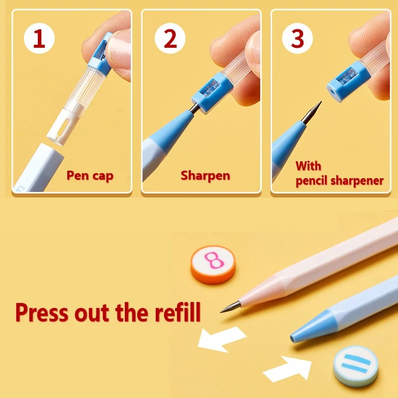 Bút chì bấm ngòi 2.0mm có đầu chuốt sử dụng tiện lợi