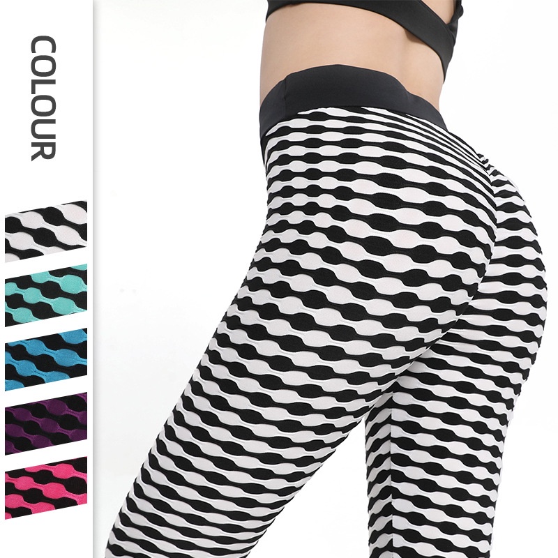 Quần Legging Thể Thao Nữ Sọc Trắng Đen Mới