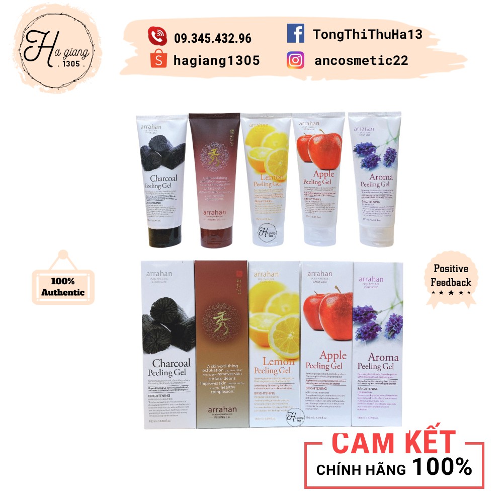 Tẩy da chết cho mặt Arrahan Dạng Peeling gel làm sáng da phù hợp cho da nhạy cảm, không làm tổn thương da