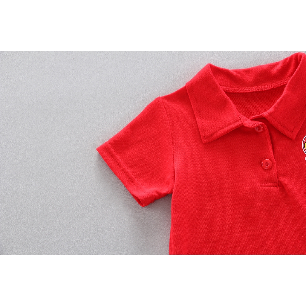 Summer 0-5 years old fashion cotton men's polo lapel shirt + shorts two-piece suit