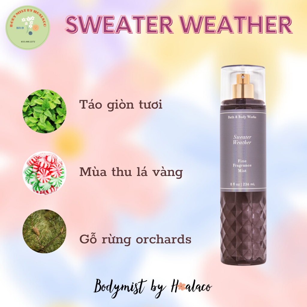 Xịt thơm toàn thân SWEATER WEATHER | Body mist Bath &amp; Body Works BBW