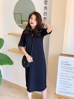Đầm suông basic xẻ tà