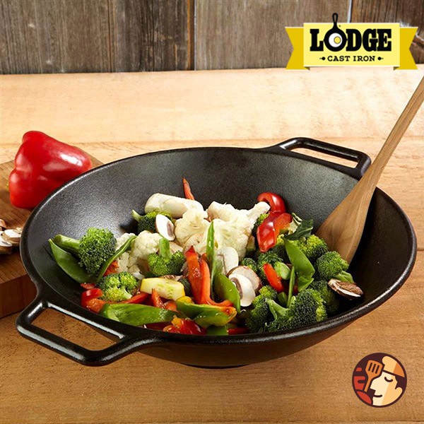 Chảo gang Lodge kiểu Wok lòng sâu 35.5cm chống dính tự nhiên, dùng được cho mọi loại bếp và lò nướng