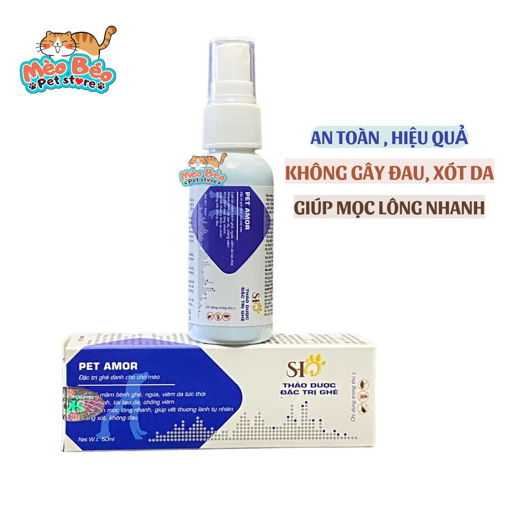 Xịt thảo dược PET AMOR - ghẻ ngứa,demodex, viêm da chó mèo - 50ml