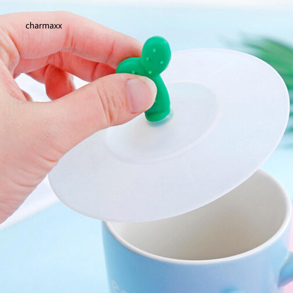 Nắp đậy cốc bằng Silicone gắn hình xương rồng dễ thương