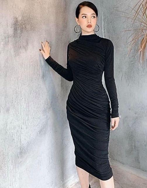 Váy body nhún cực sang chảnh - Váy đen đẹp