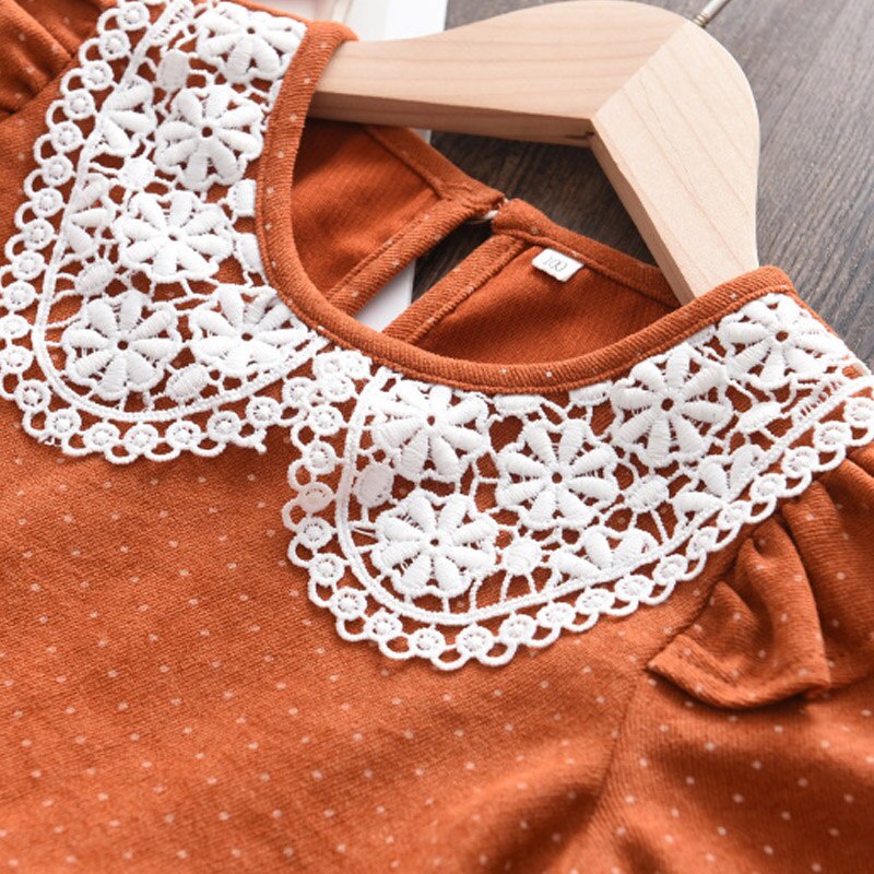 Đầm công chúa BEAR LEADER họa tiết chấm bi phối thắt lưng thời trang xuân thu cho bé 2-6 tuổi