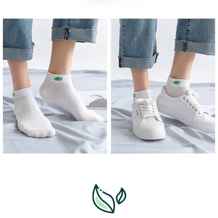 Tất vớ cổ ngắn trắng họa tiết hoạt hình chất liệu vải co giãn bốn chiều - Sope Shop