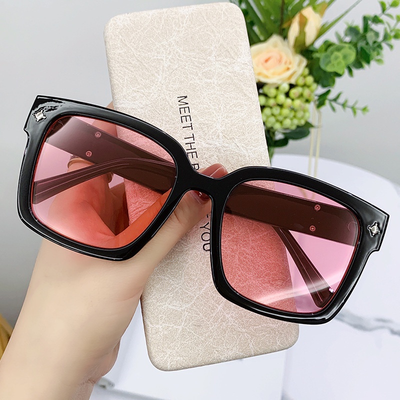 Kính Mát Gọng Kim Loại Vuông Chống Tia UV400 Phong Cách Thời Trang Hàn Quốc