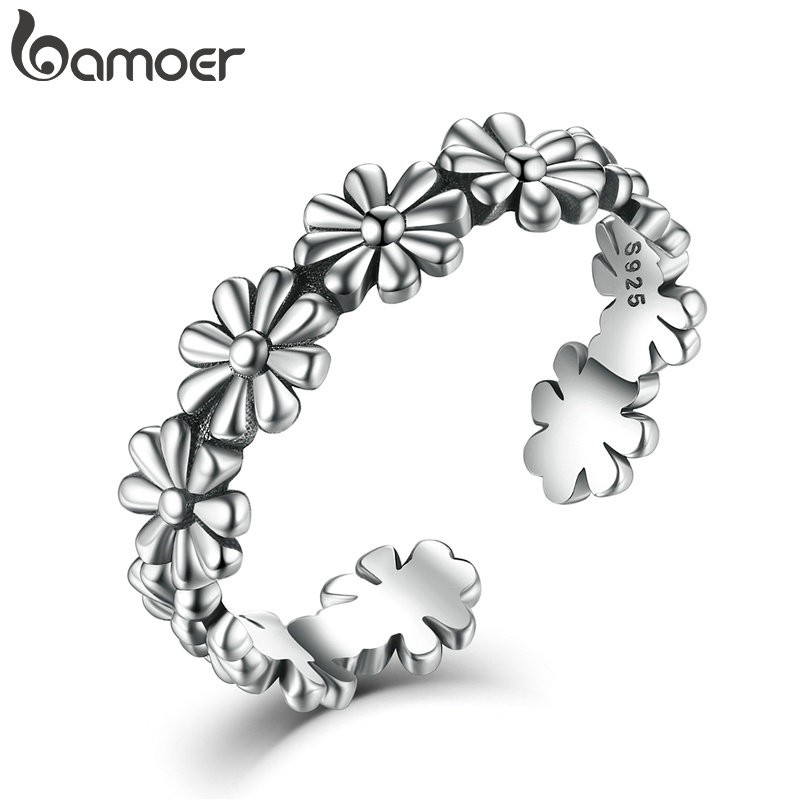 Nhẫn Cưới Màu Bạc Có Thể Điều Chỉnh Kích Cỡ Bamoer VSR046