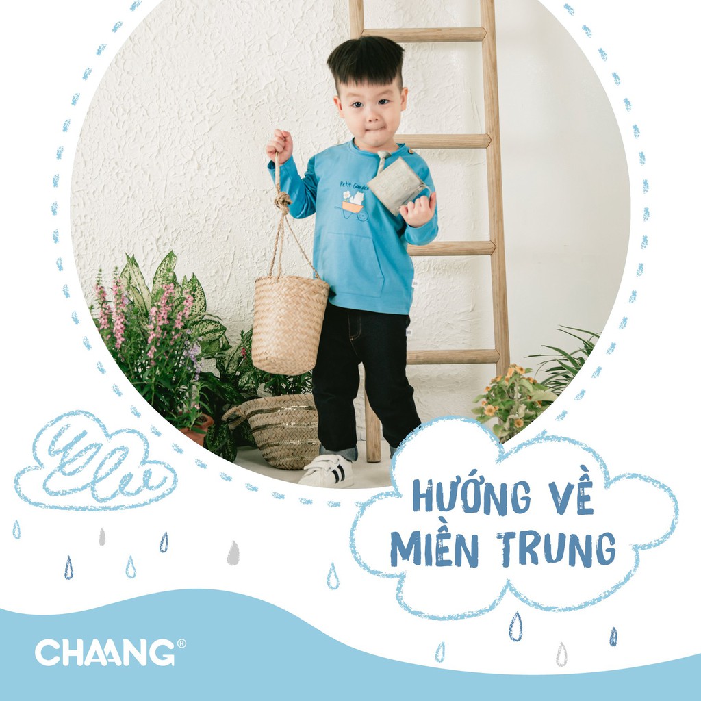 Áo túi bụng bé trai CHAANG garden xanh biển