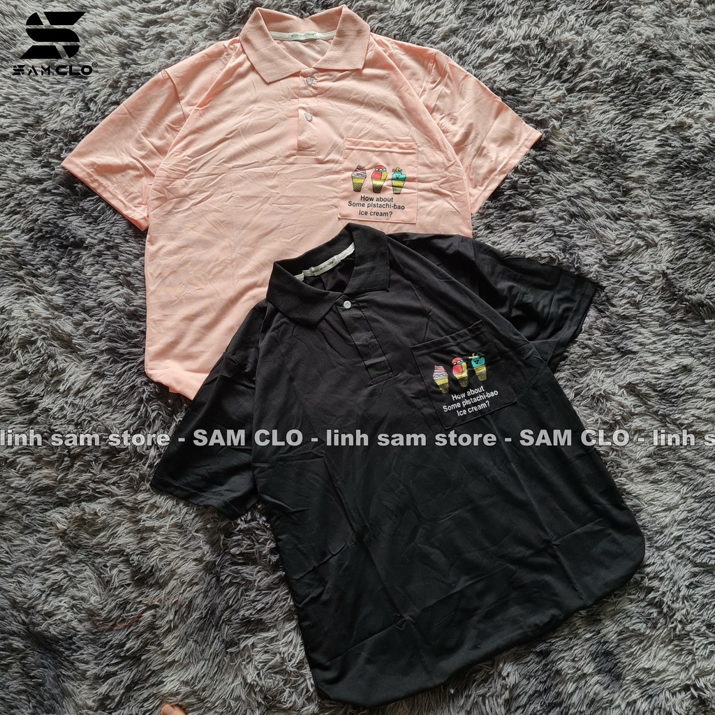 Áo thun POLO nữ tay lỡ có cổ phông form rộng freesize unisex mặc đi học, cặp, nhóm, lớp in hình CÂY KEM | BigBuy360 - bigbuy360.vn