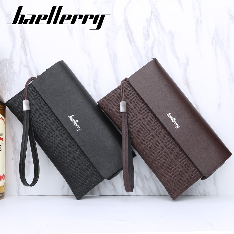 Baellerry-Ví Dài Cầm Tay Da Pu Cao cấp ví nam chống Nổ Chống Bạc màu cao cấp