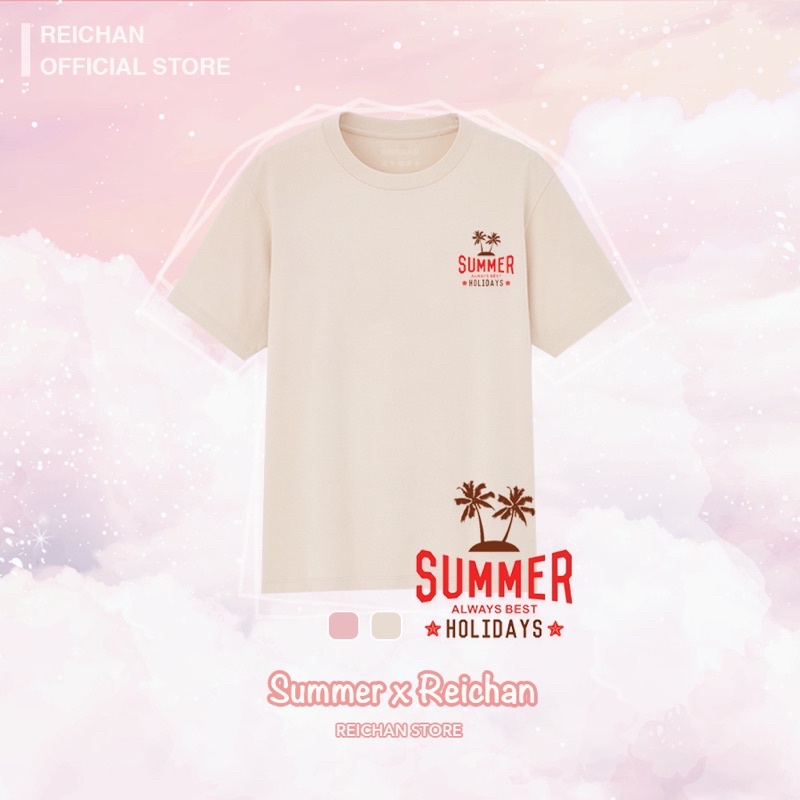 Áo Thun Cotton 100% Summer Holidays Basic Reichan Màu Da Hồng Pastel