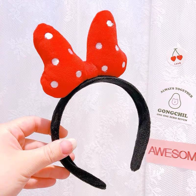 cài nơ đỏ mickey cực xinh cho bé phong cách Hàn Quốc - bờm nơ mickey dễ thương vải min chụp ảnh - selenshop