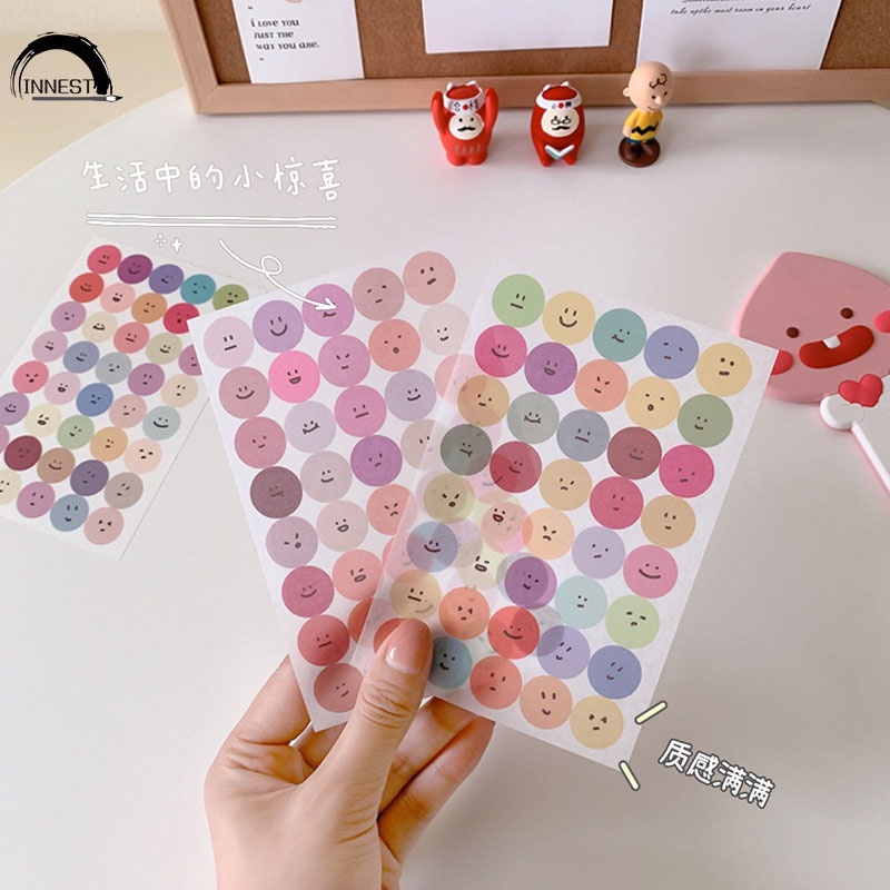 Bộ 6 Miếng Dán Hình Tròn Họa Tiết Hoạt Hình Trang Trí Sổ Tay