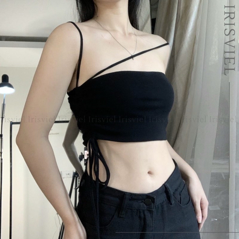 Áo Ống 2 Dây Không Đệm, Áo Quây Ngực Chất Thun Tăm Borip Cá Tính Rút Dây Cách Điệu IRISVIEL