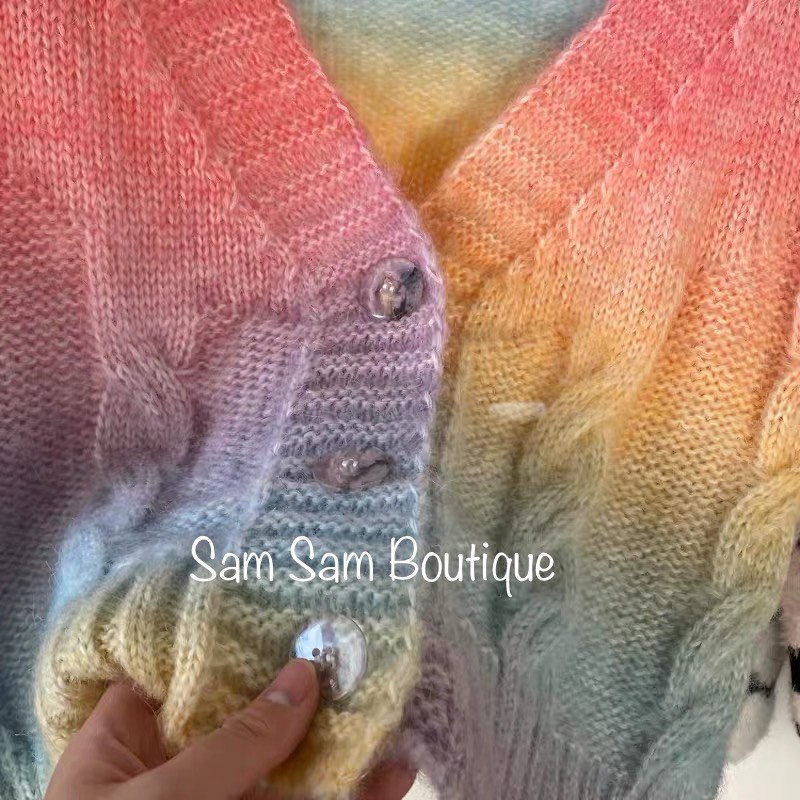 JISOO BLACKPINK Áo croptop len tay dài màu rainbow cầu vồng phong cách ulzzang SAM SAM BOUTIQUE | BigBuy360 - bigbuy360.vn