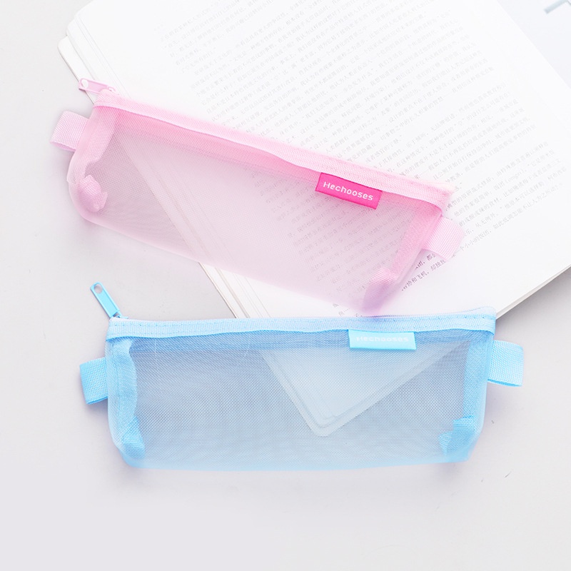 1 Hộp Lưới Đựng Bút Viết Hình Tam Giác 3D Bằng Nylon Trong Suốt Tiện Dụng