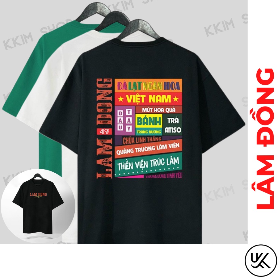 Áo thun tay lỡ LÂM ĐỒNG, Áo phông 63 tỉnh thành Form rộng oversize, chất liệu Cotton KKIMSHOP
