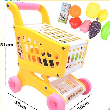 🔥HOT🔥 Xe Đẩy Siêu Thị Cho Bé Kèm Đồ Chơi Cho Bé Tập Đi Chợ, Chở Búp Bê, Thú Bông Đi Chơi. Xe HT7880 Phát Triển Kỹ Năn