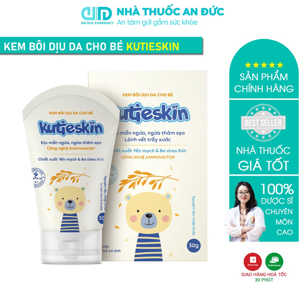 Kutieskin Kem Bôi Dịu Da, Kem Dưỡng Ẩm Cho Bé Tuyp 30g – Nhà thuốc An Đức