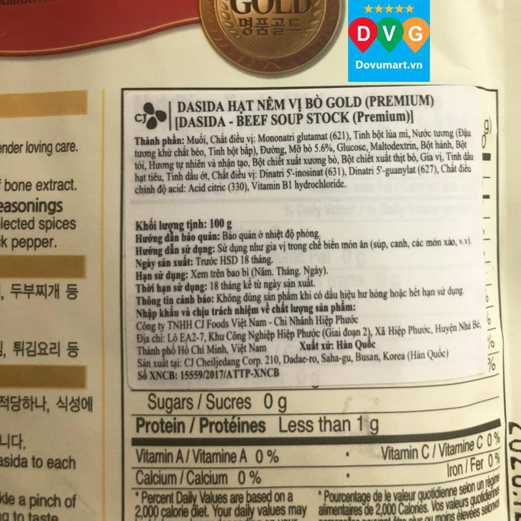 Hạt Nêm Vị Bò Dasida Gold  Hàn Quốc 100g - Beef Soup Stock
