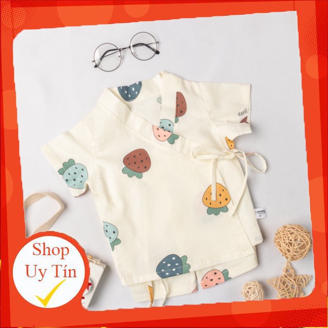 Bộ quần áo yukata cộc họa tiết xinh xắn cho bé BR21001 - 100% cotton Magickids