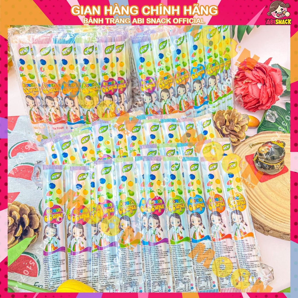 Set 1 vĩ gồm 5 gói tăm lạnh hình cô gái Hàn cc stick vị trái cây sắc màu vô cùng thơm ngon sỉ đồ ăn vặt Moon Snack