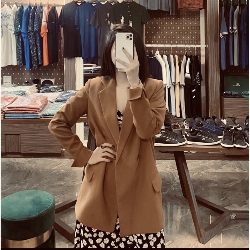 ◘❁ÁO BLAZER-ÁO VEST DÁNG SUÔNG THẮT ĐAI TAY LẬT 2 LỚP