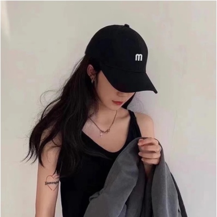 Mũ Lưỡi Trai Vải Cotton in Chữ M Phong Cách Cổ Điển Cho Nam Và Nữ