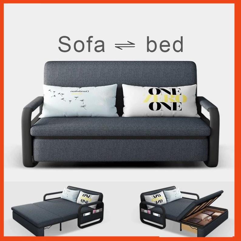 Ghế sofa đa năng 💕2 in 1 💕 Ghế kiêm giường ngủ gấp gọn, có ngăn chứa đồ, tặng kèm 2 gối, KT 1M3*1M9,