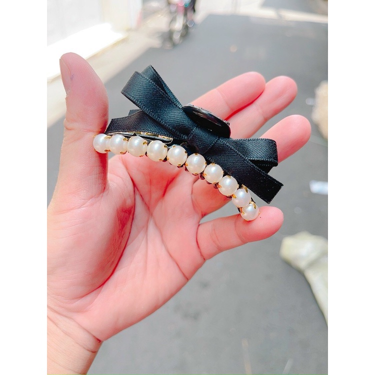 Kẹp càng cua (gấp tóc) nơ đính hạt xinh xắn DTonline