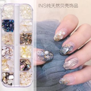 Khay xà cừ nhiều loại sét 12 màu trang trí móng tay