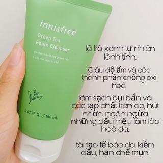 Sữa Rửa Mặt Chiết Xuất Từ Trà Xanh Innisfree Green Tea Foam Cleanser Mẫu 2019