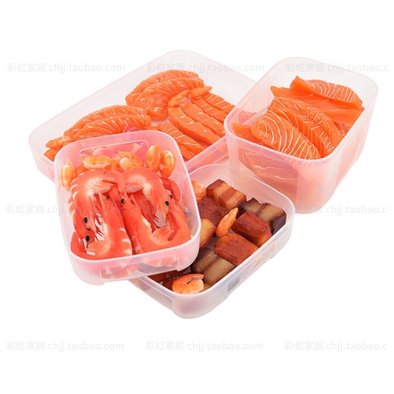 Set 4 Hộp Đông Tupperware Mix Size Nắp Màu Cam Đào Pastel - Chuyên Đựng Thực Phẩm Thịt Cá Đồ Ăn Dặm