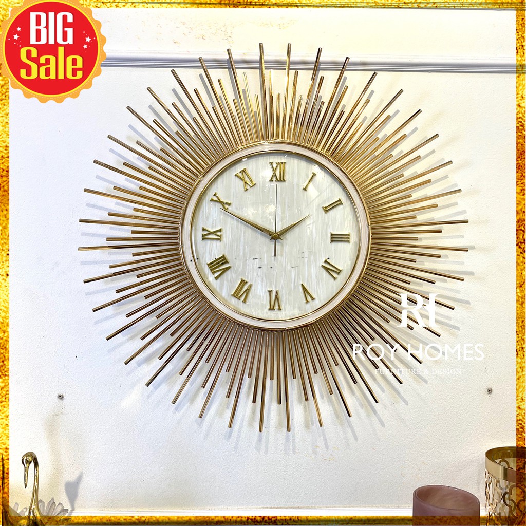 📢 Đồng hồ treo tường decor tia mặt trời trắng