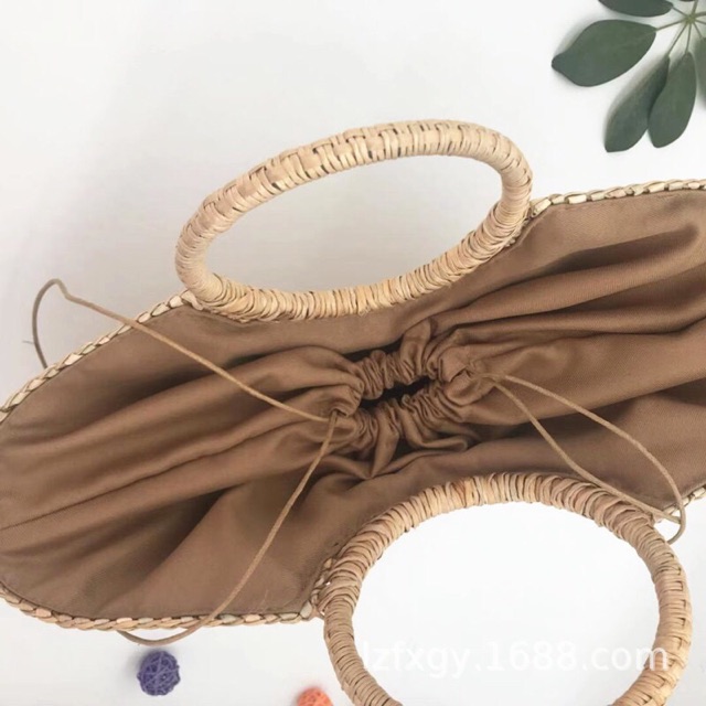 [BIG SIZE-TREND 2020] Túi Cói Bán Nguyệt Xách Tay Size Lớn 43*35*13cm - 2 màu - Lucky Girl shop