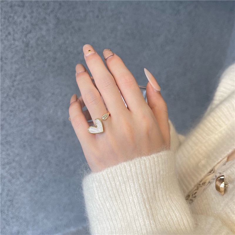 Nhẫn Mở Hình Trái Tim Đính Đá Thời Trang Cho Nữ