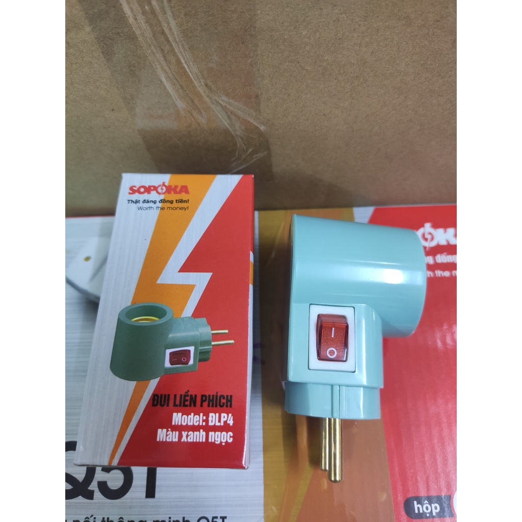 Đui liền phích gắn đèn hiệu Sopoka e27 có công tắc